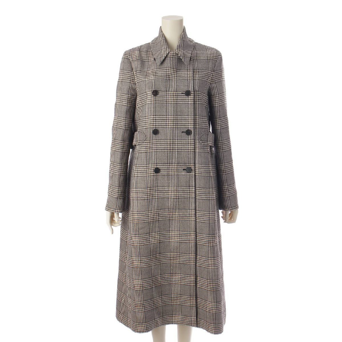 【クリスチャンディオール】Christian Dior 20AW ウール グレンチェック ダブル ロングコート グレー 36 【中古】193551_画像1