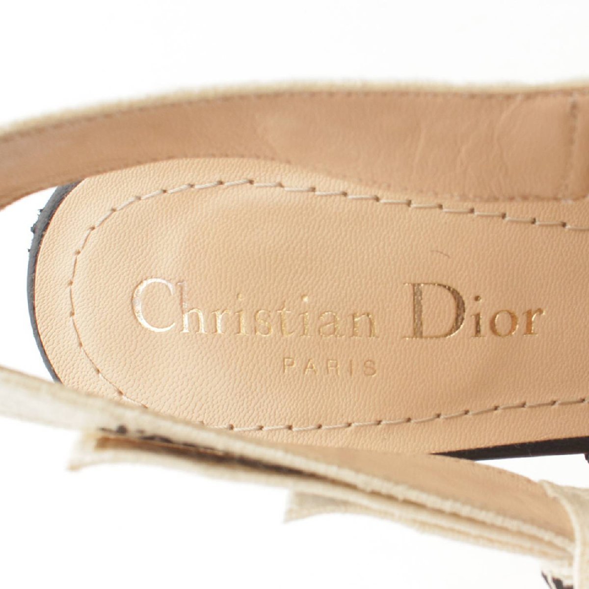 【クリスチャンディオール】Christian Dior J'ADIOR リボン メッシュ スリングバック パンプス ブラック 36 【中古】194034_画像7