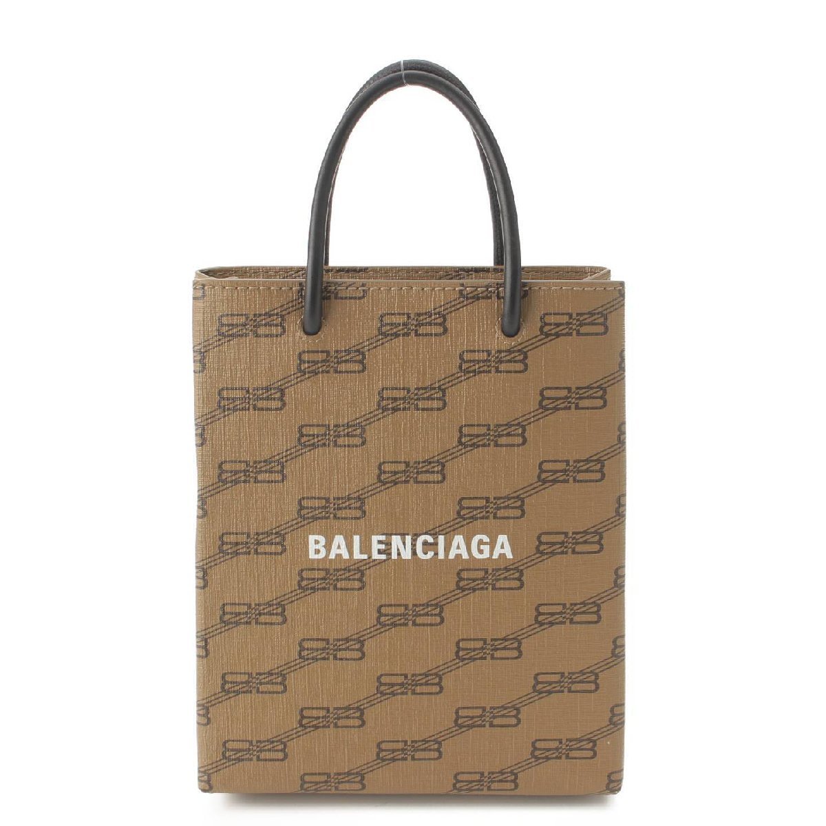 【バレンシアガ】Balenciaga　ショッピング フォンホルダー BBモノグラム 2WAYバッグ 693805 ブラウン 【中古】【正規品保証】193442