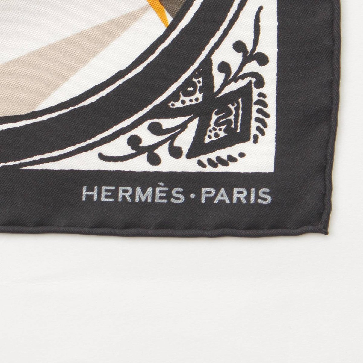 【エルメス】Hermes　カレ90 JEU DE SOIE シルクゲーム スカーフ オレンジ×グレー 【中古】【正規品保証】193112_画像7