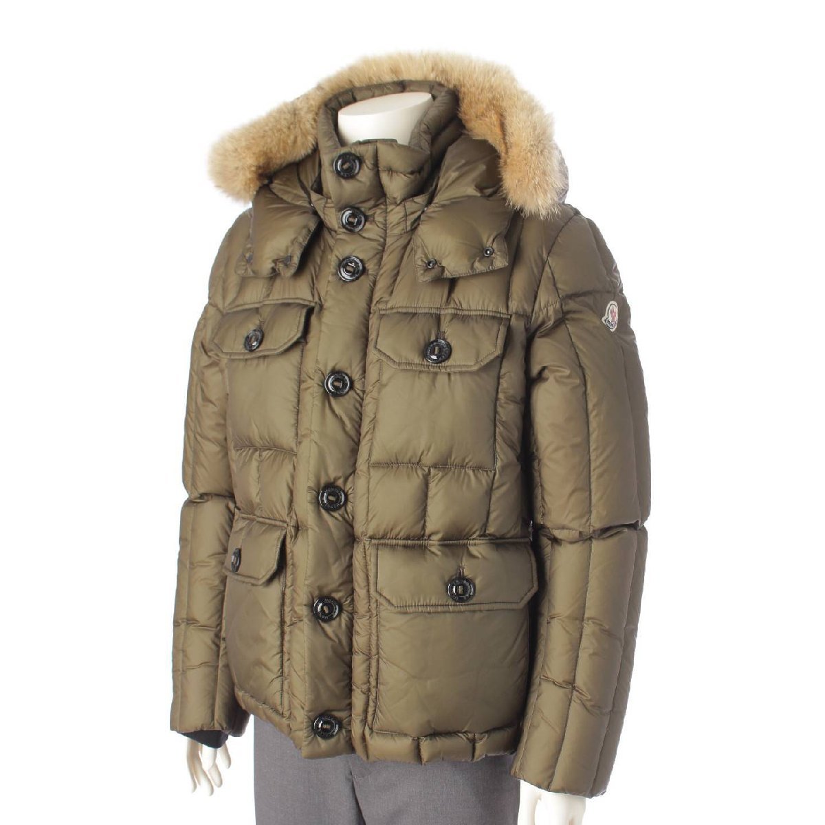 【モンクレール】Moncler　15年 メンズ VION フード付き ジップアップ ダウンジャケット カーキ 3 【中古】【正規品保証】193068_画像2