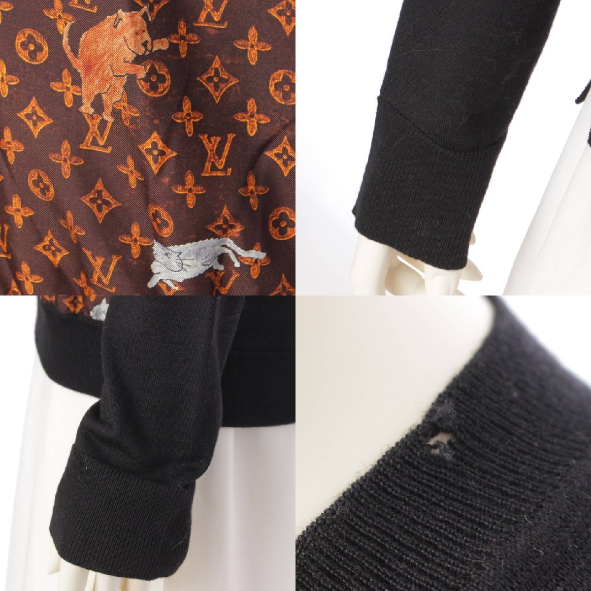 [ Louis Vuitton ]Louis Vuitton 19SS cat gram knitted pull over T-shirt tops RW191A black S 188766