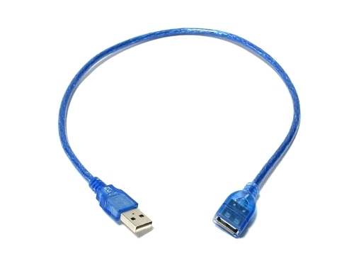 USB2.0 延長ケーブル 長さ0.5m（50cm） Type Aコネクタ オス/メス ブルー_画像1