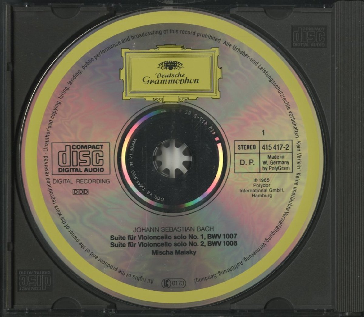 CD/3CD/ マイスキー / J.S.バッハ：無伴奏チェロ組曲 / 輸入盤 西独プレス 日本語ライナー付 F95G50238/40 415416-2 31102M_画像3