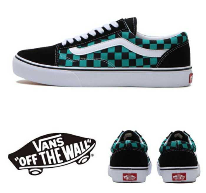 最値!新品!定8250円!復刻ヴィンテージカラー!VANS【バンズ】オールドスクール高級スニーカー!グリーンチェッカー!緑黒白 27.5cm ラスト1点_画像1