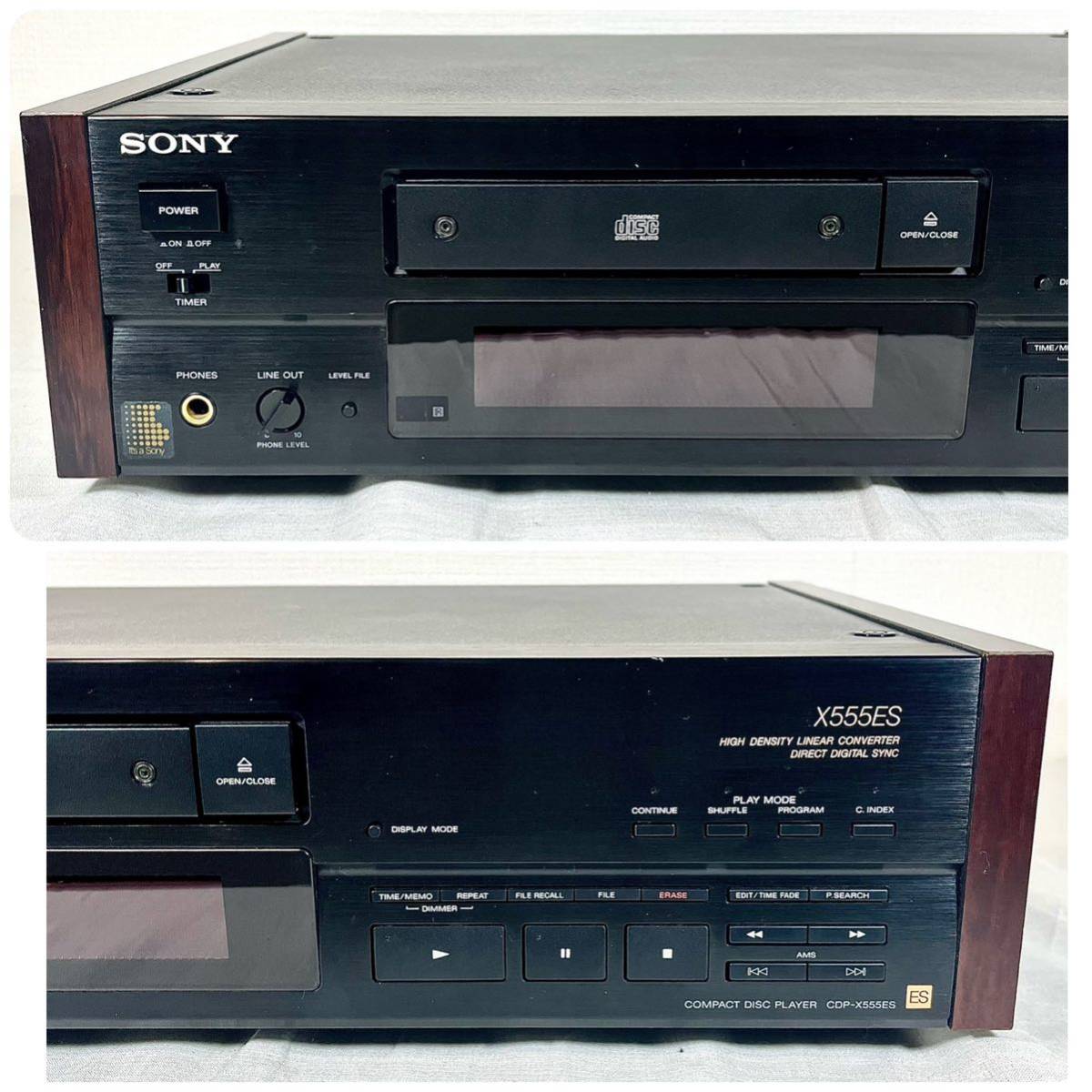 【美品・動作OK】SONY ソニー CDプレーヤー CDP-X555ES CDデッキ トレーベルト交換済み リモコン・説明書付属_画像3