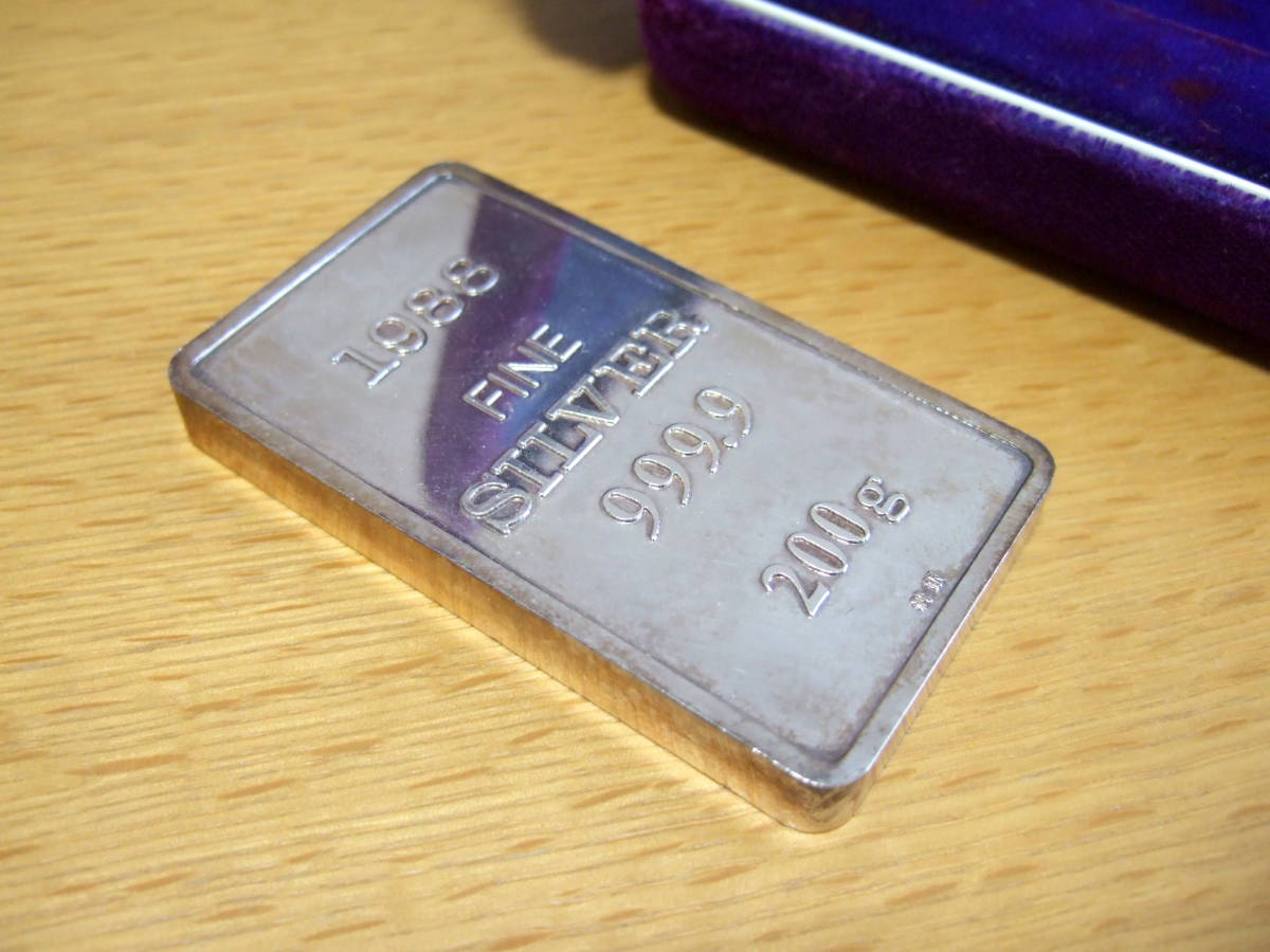 ◇ FINE SILVER ファインシルバー インゴット Silver bar 999.9 純銀 200g ケース付き 送料無料_画像5