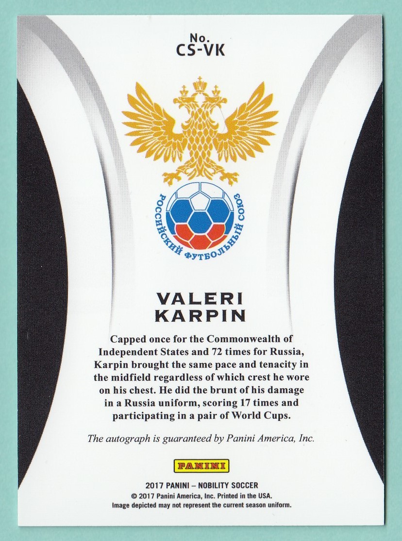 2017 PANINI NOBILITY SOCCER VALERI KARPIN (カルピン・直書き) CRESCENT SIGNATURE_画像2