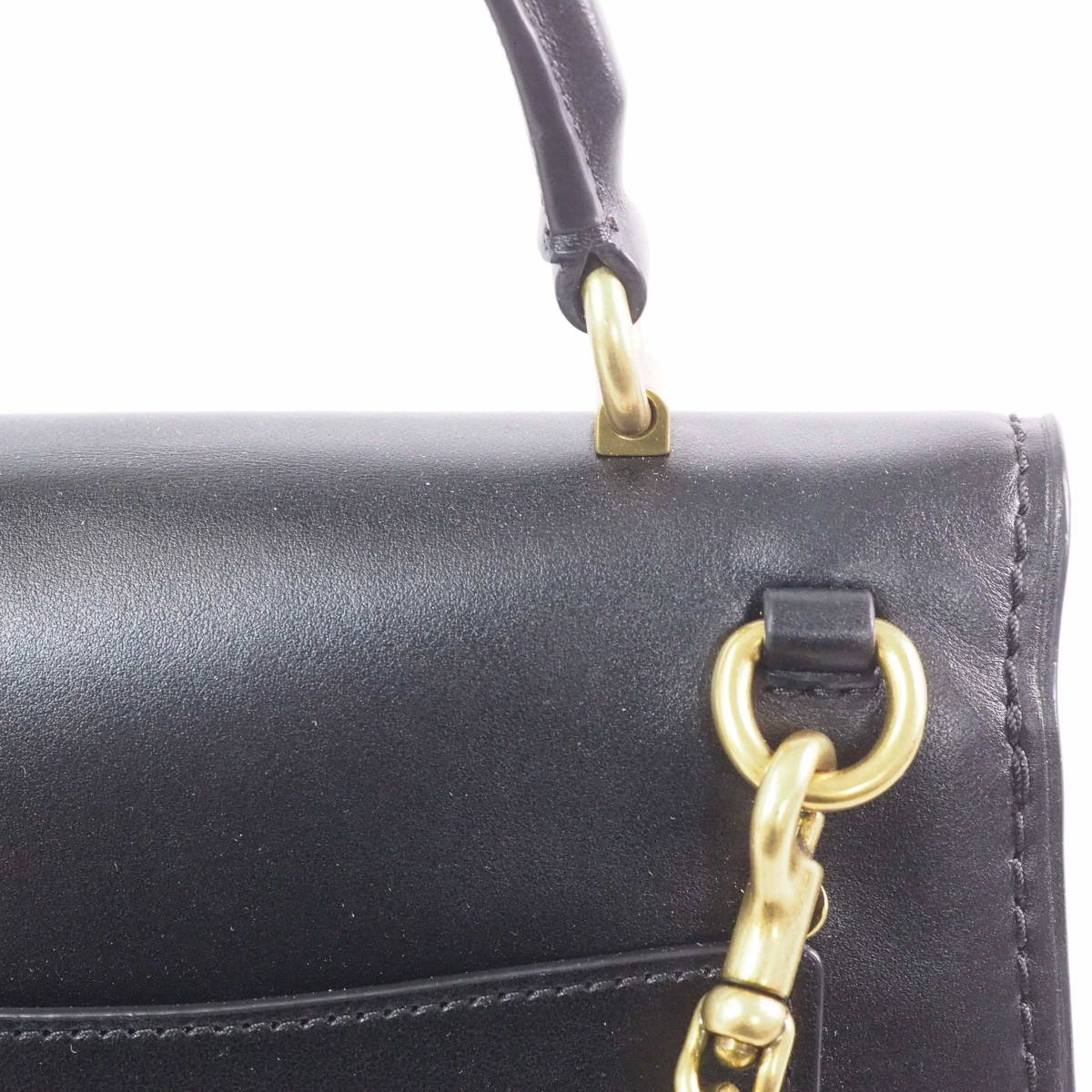 コーチ レザー ブラック COACH ゴールド金具 チェーン 2WAY ハンドバッグ 斜め掛け ショルダーバッグ[E1957-52664-TQ6_画像9