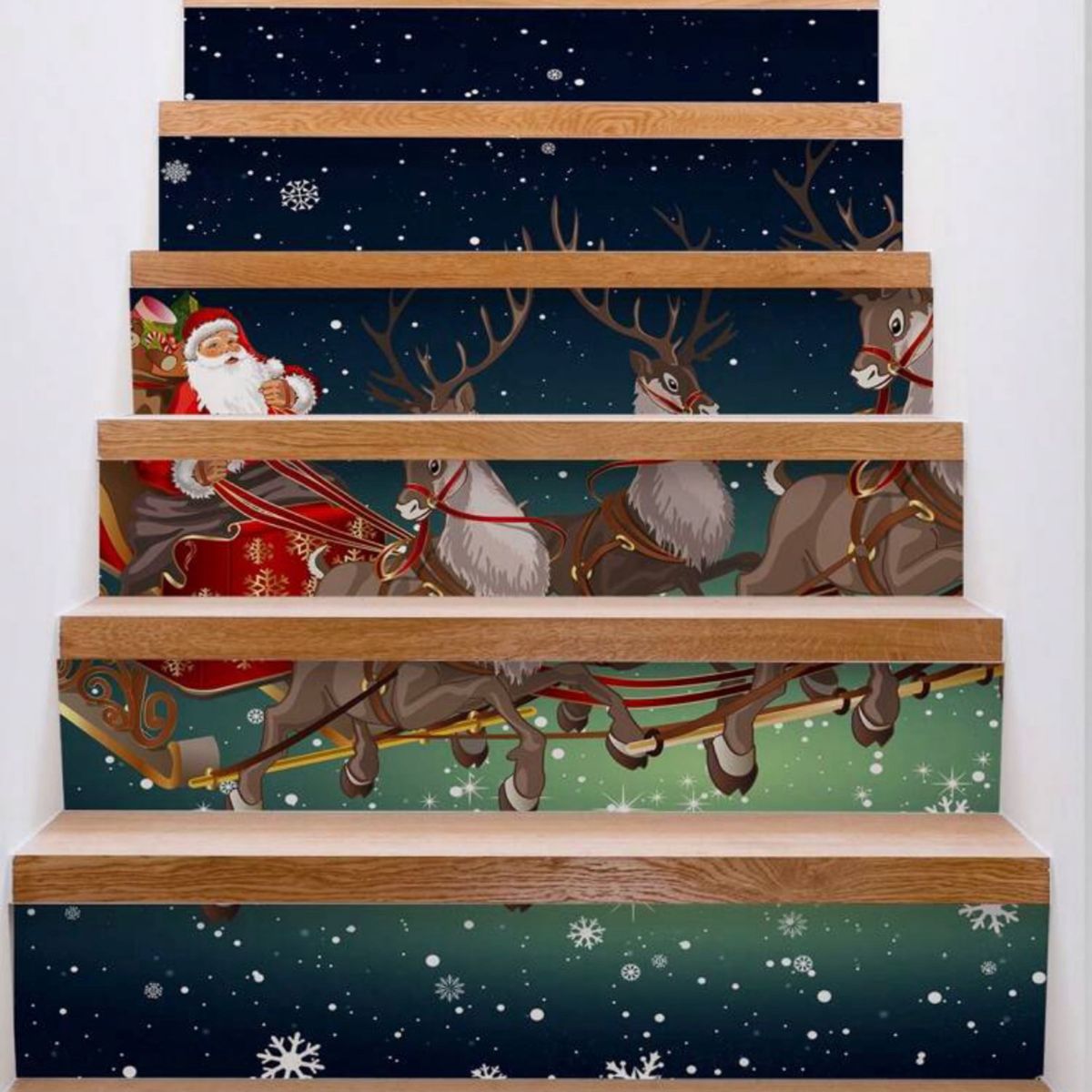 階段シール ウォールステッカー クリスマス 6枚1セット サンタクロース サンタ