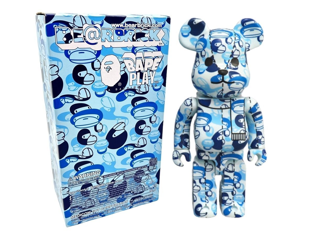 新品 未開封品 MEDICOM TOY×A BATHING APE エイプ×メディコム・トイ BE@RBRICK ベアブリック ベビーマイロ 400％ BAPE PLAY 水色 玩具_画像1