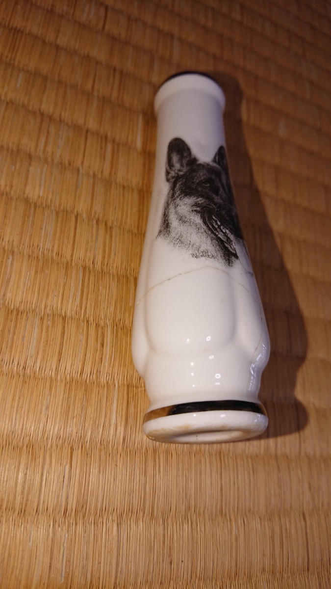 ジャーマンシェパード イギリス製の陶器 紐スイッチ取っ手 電灯 補修あり アンティーク _画像2