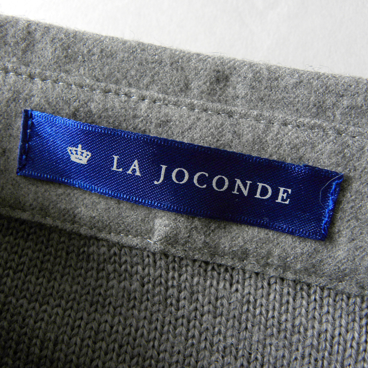 ラ ジョコンダ LA JOCONDE イタリア製糸使用 ウールニットジャケット 襟付きカーディガン 羽織り チクチク感軽減 グレー l1129-5_画像6
