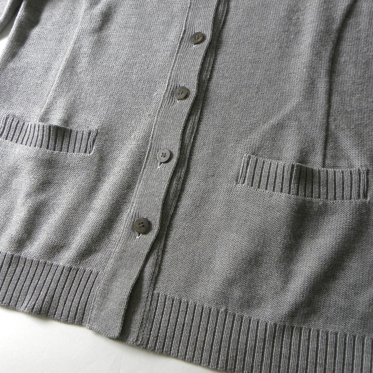 ラ ジョコンダ LA JOCONDE イタリア製糸使用 ウールニットジャケット 襟付きカーディガン 羽織り チクチク感軽減 グレー l1129-5_画像4