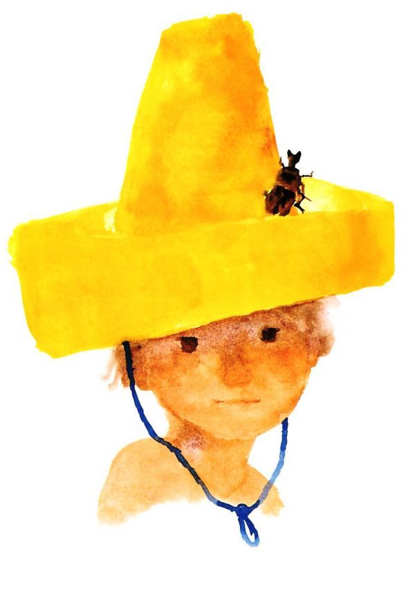 いわさきちひろ「黄色い帽子の少年」オフセット・木製額付・即決_黄色い帽子