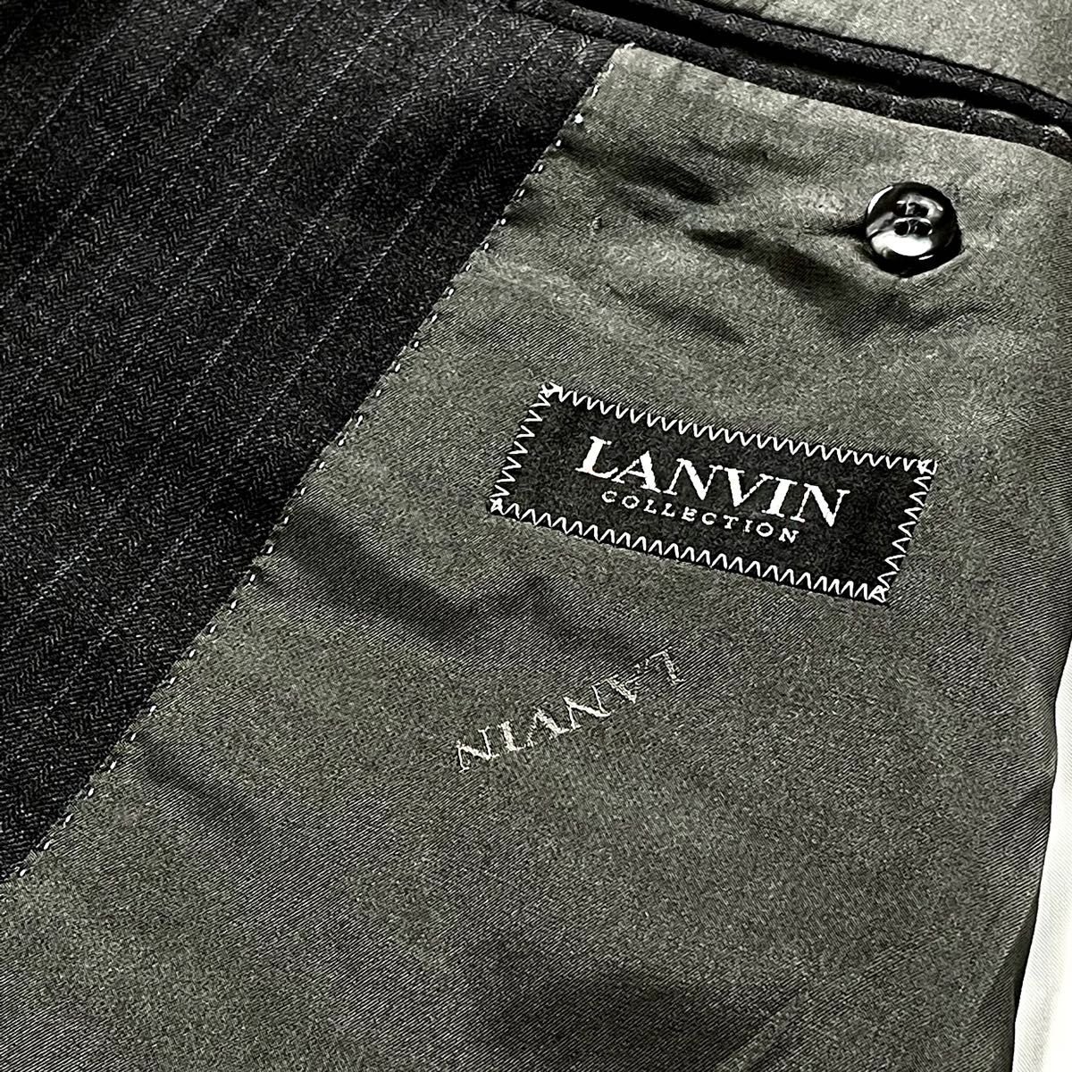 LANVIN テーラードジャケット w 黒 ストライプ