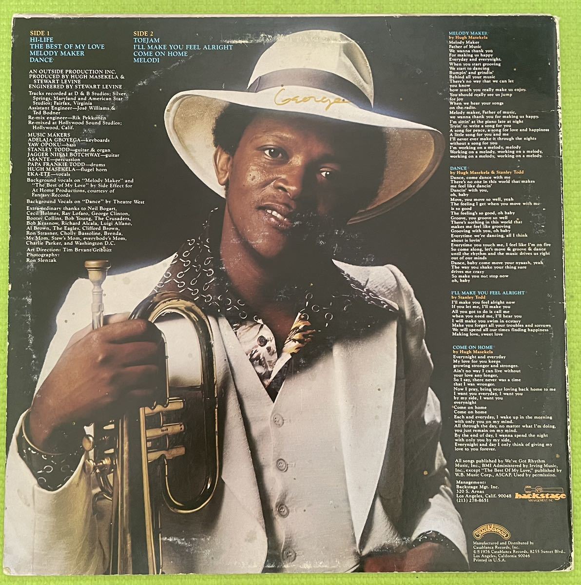 Jazz raregroove record ジャズ　レアグルーブ　レコード　Masekela / Melody Maker 1976_画像2