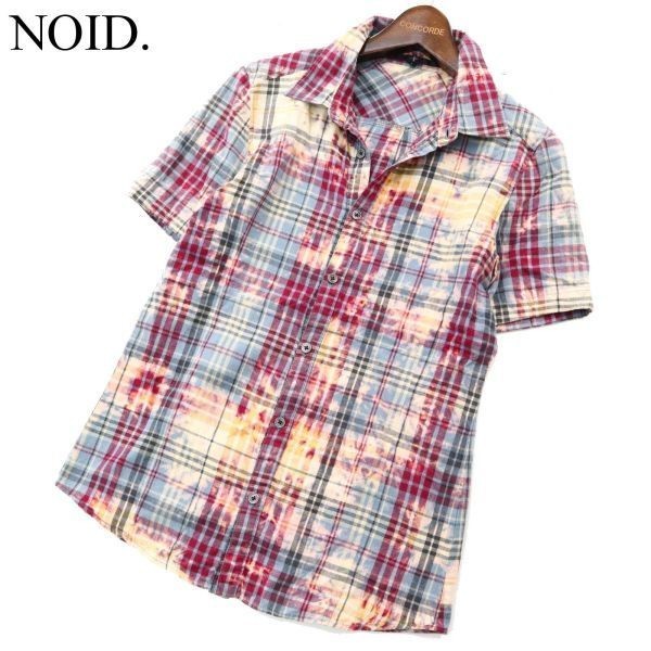 NOID. No ID весна лето пятно окраска * короткий рукав тонкий проверка рубашка Sz.1 мужской A2T08434_7#A