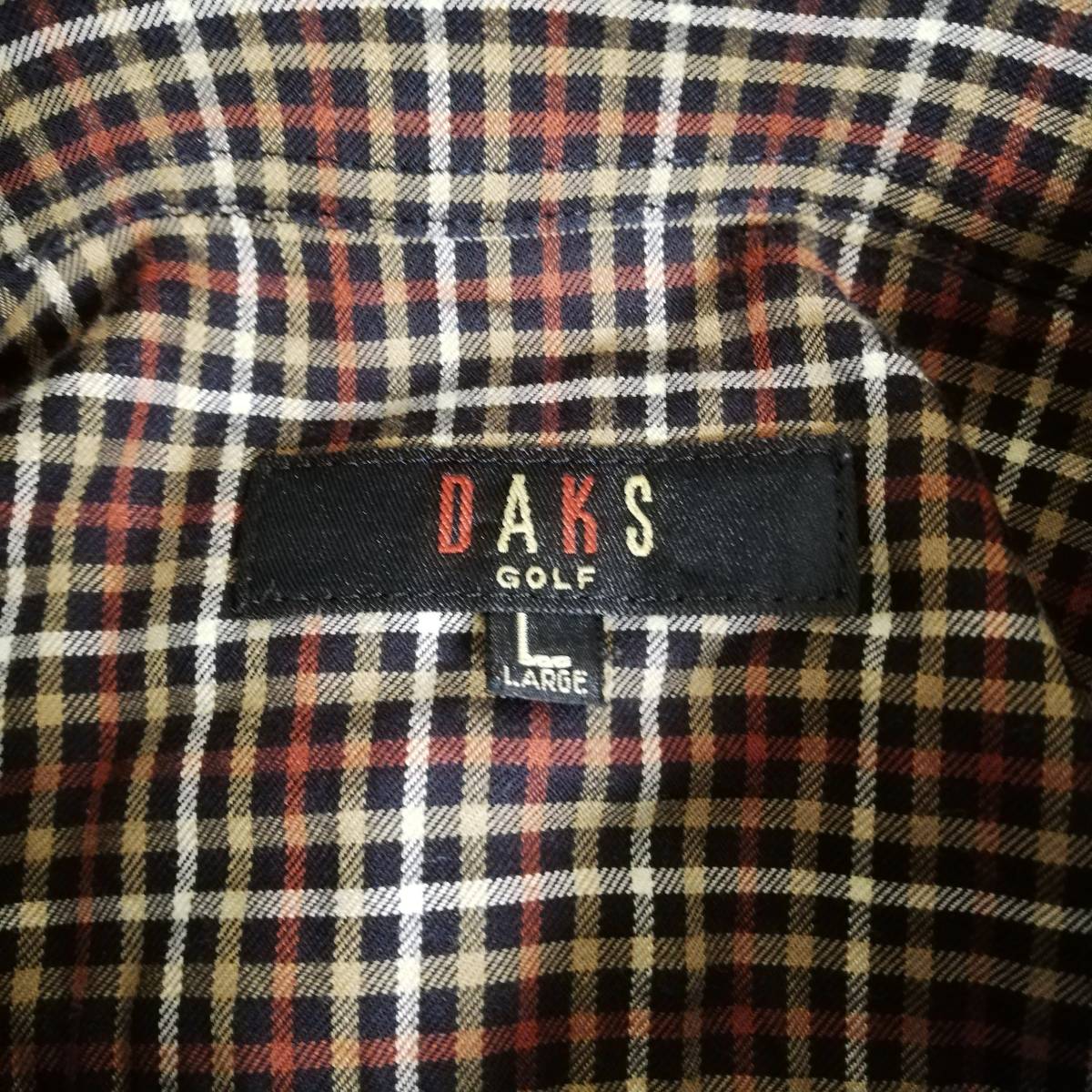 DAKS GOLF ダックス ゴルフ チェック シャツ トップス ブラウン Lサイズ メンズ