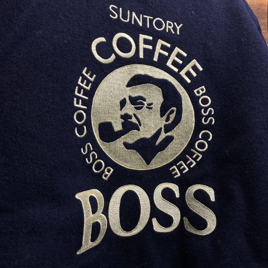 SUNTORY BOSS サントリーボス ボスジャン スタジャン 紺 ネイビー l m メンズ 古着 刺繍 オーバーサイズ 懸賞品 スタジアムジャンパー