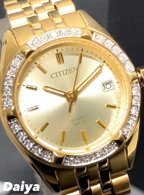 新品 シチズン CITIZEN 正規品 腕時計 レディース 女性 アナログ腕時計 クオーツ ゴールド カレンダー 防水 プレゼント EU6062-50P_画像1