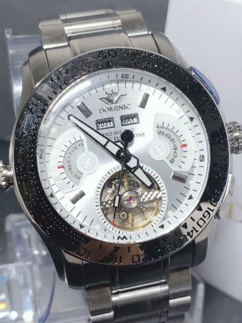 限定モデル 秘密のからくりギミック搭載 新品 DOMINIC ドミニク 正規品 腕時計 手巻き腕時計 ステンレスベルト アンティーク腕時計シルバー_画像2
