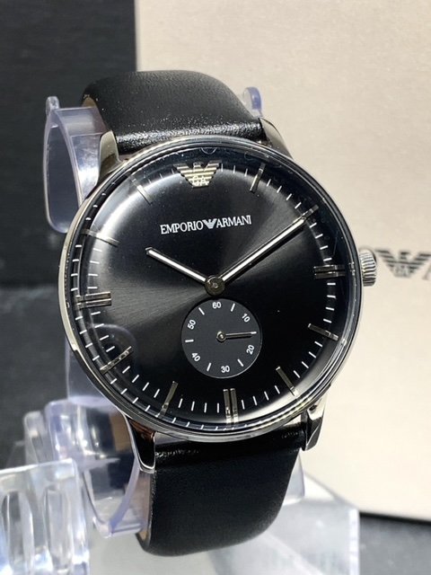 新品 EMPORIO ARMANI エンポリオアルマーニ GIANNI 正規品 腕時計 アナログ スモールセコンド クオーツ 防水 カレンダー レザー プレゼント_画像3