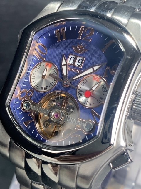 限定モデル 新品 DOMINIC ドミニク 正規品 腕時計 手巻き腕時計 秘密のからくりギミック搭載 ステンレス アンティーク腕時計 ブルー_画像3