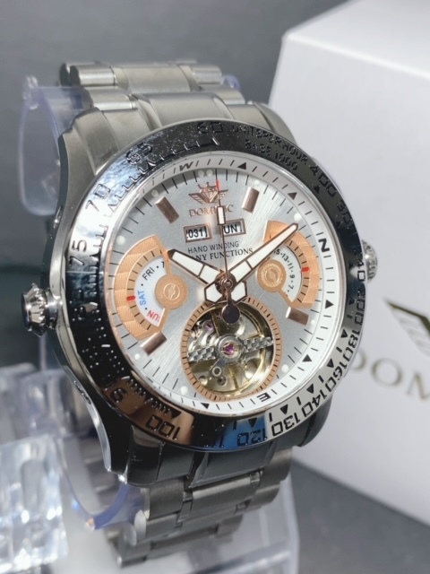 限定モデル 秘密のからくりギミック搭載 新品 DOMINIC ドミニク 正規品 腕時計 手巻き腕時計 ステンレスベルト アンティーク腕時計 メンズ_画像3