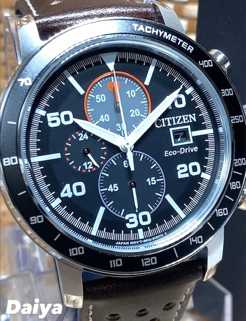 新品 シチズン CITIZEN 正規品 腕時計 エコドライブ eco-drive 電池交換不要 クロノグラフ レザーベルト 10気圧防水 プレゼント CA0641-24E_画像1