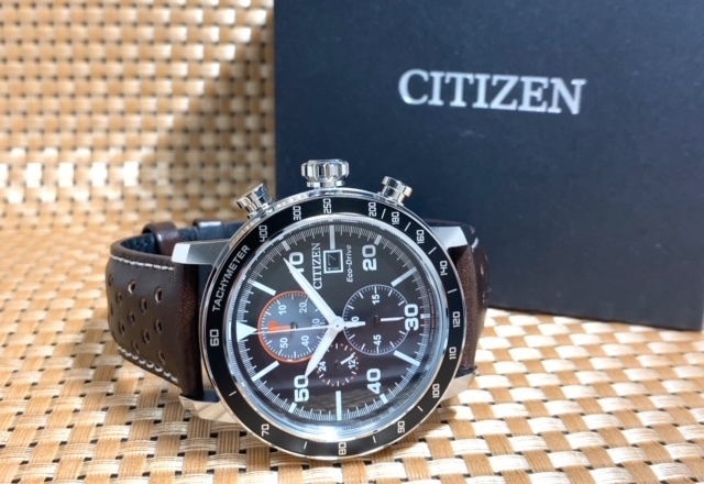 新品 シチズン CITIZEN 正規品 腕時計 エコドライブ eco-drive 電池交換不要 クロノグラフ レザーベルト 10気圧防水 プレゼント CA0641-24E_画像6