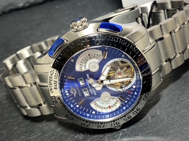 限定モデル 秘密のからくりギミック搭載 新品 DOMINIC ドミニク 正規品 腕時計 手巻き腕時計 ステンレスベルト アンティーク腕時計 ブルー_画像6