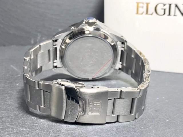 新品 ELGIN エルジン 腕時計 正規品 電波 ソーラー アナログ腕時計 ステンレス 10気圧防水 逆回転防止べゼル ビジネス シンプル プレゼント_画像7