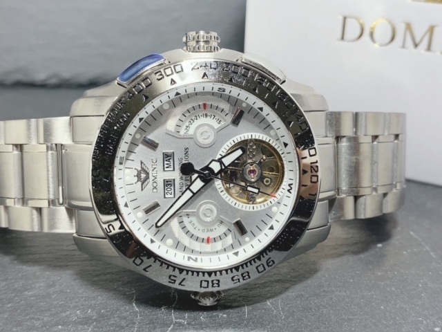 限定モデル 秘密のからくりギミック搭載 新品 DOMINIC ドミニク 正規品 腕時計 手巻き腕時計 ステンレスベルト アンティーク腕時計シルバー_画像6