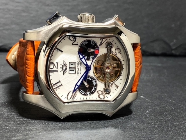 限定モデル 新品 DOMINIC ドミニク 正規品 腕時計 手巻き腕時計 秘密のからくりギミック搭載 ブラウン レザーベルト アンティーク腕時計_画像6