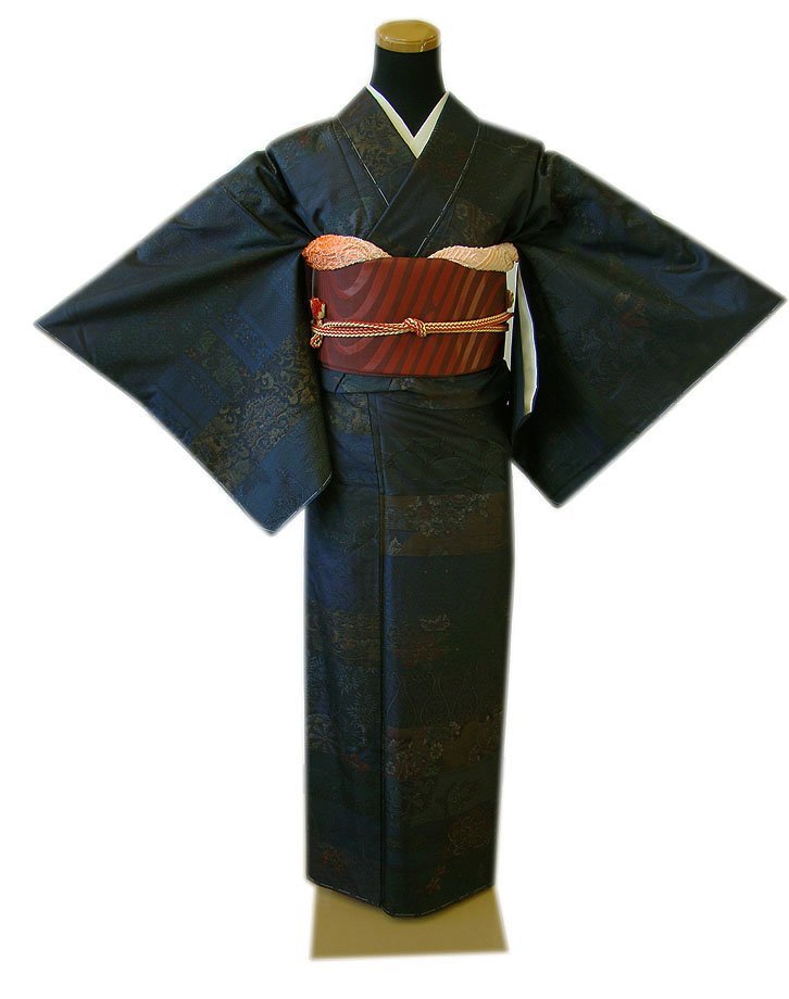時代屋 裄65.2cm 大島紬 袋帯 帯〆 帯揚げ ４点セット 袷 正絹 仕立上り 152cm~158cm TT622