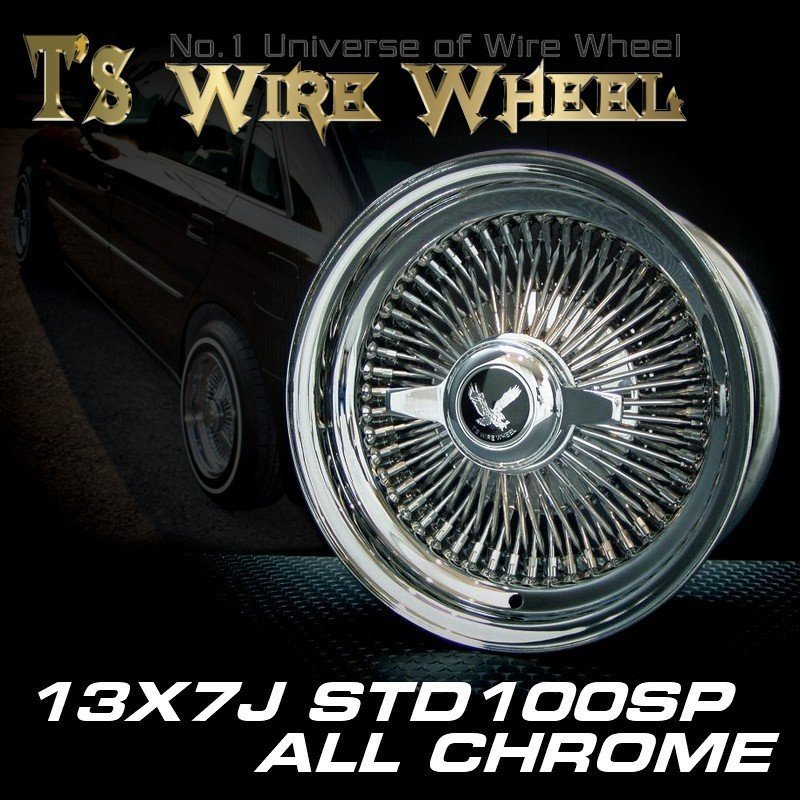  проволока  диск   T's WIRE 13X7J STD100SP  полностью   хром  4 штуки  комплект  　＜.../USDM/ Accord / Civic / HILUX ＞