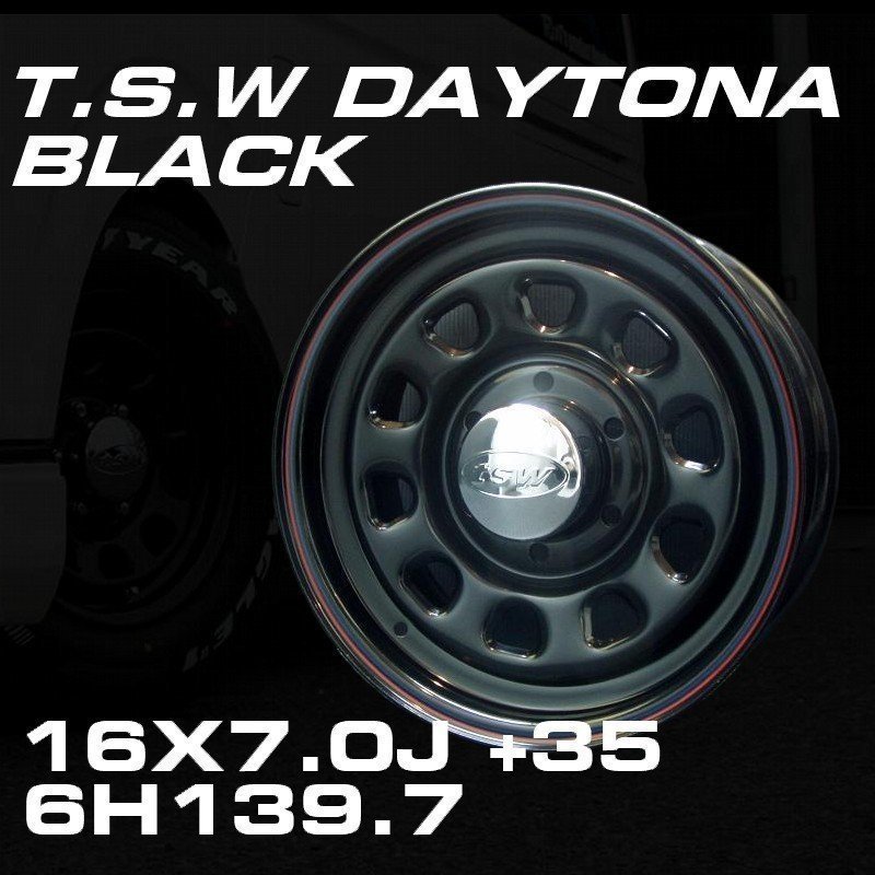 特価 TSW DAYTONA ブラック 16X7J+35 6穴139.7 ホイール4本セット (ハイエース200系)_画像2