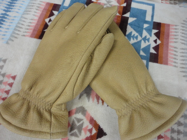  unused goods Flat Head TAN/M FG-02 inner attaching tia skin gloves made in Japan deer leather waste version goods 