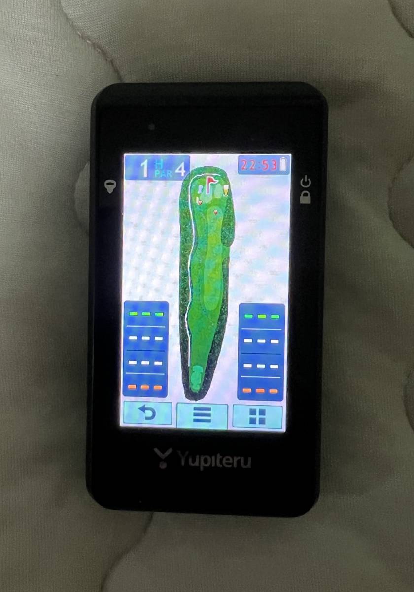 ①Yupiteruのゴルフナビ（YGN5200）と②Suaoki PF3レーザー距離計_Yupiteruのコース表示画面