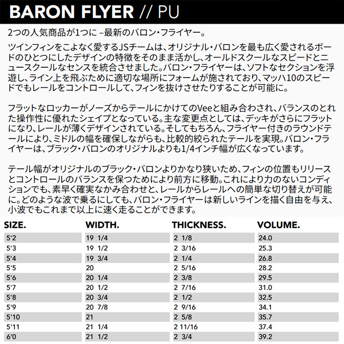 JS サーフボード バロンフライヤー モデル 5'7×20 1/2×2 7/16 31.0L / JS Industries Baron Flyer Model js-baronfly-57_画像5