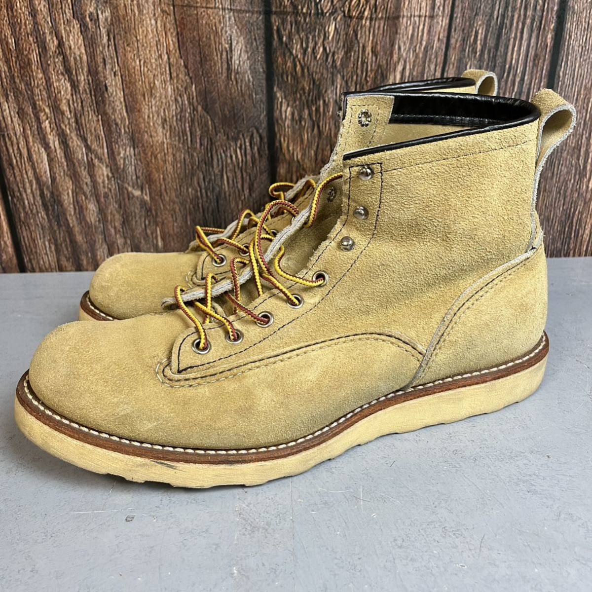 1円 希少 9D 12年 レッドウィング 2925 ラインマン キャメルララミー スエード ラフアウト 編み上げ ブーツ REDWING LINEMAN RED WING _画像4