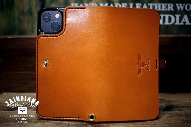  hand made saddle leather iPhone 12 case notebook type simple Camel 