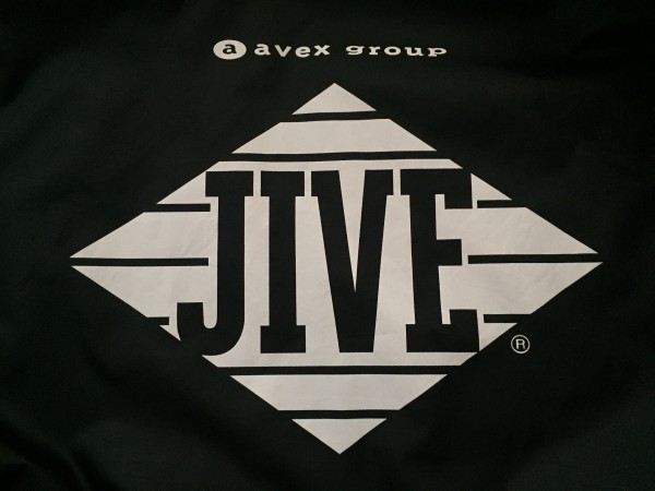 【JIVE】 中綿ベンチコート avex group バックロゴ HIPHOP R&B 音楽レーベル ロングジャケット 90s レア