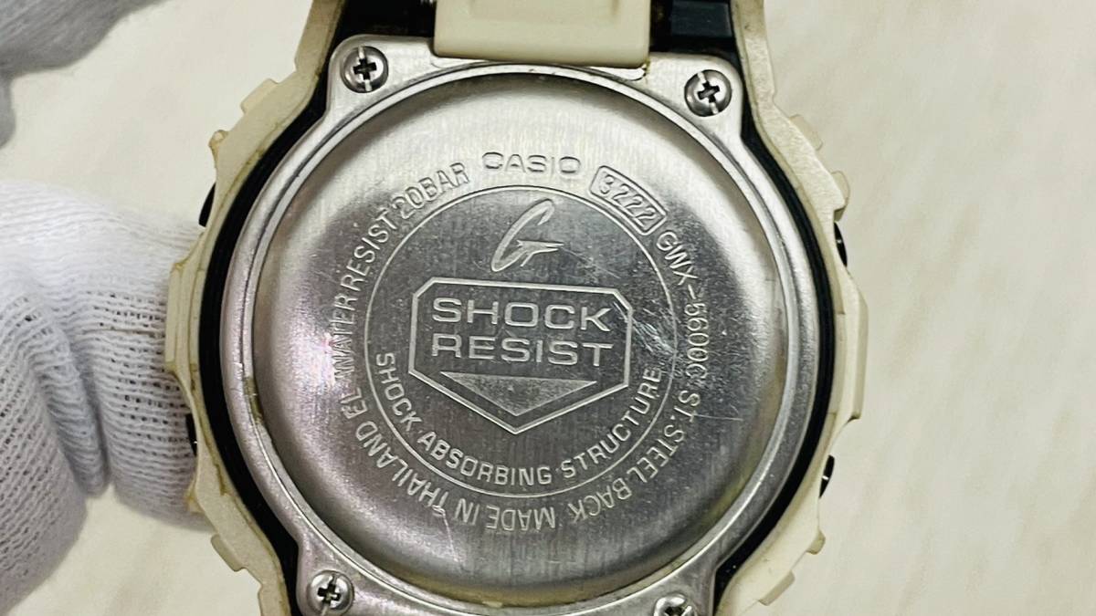 1円～ CASIO G-SHOCK GWX-5600C-7DR ホワイト タフソーラー 電波 ジーライド メンズ 腕時計 多機能 稼働品 _画像3