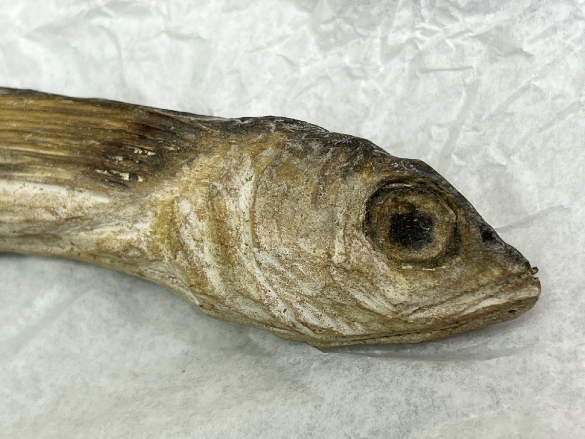 ⑫富永朝堂 作 木彫り 魚干物 共箱 銘入り 長さ約18.5cm_画像5