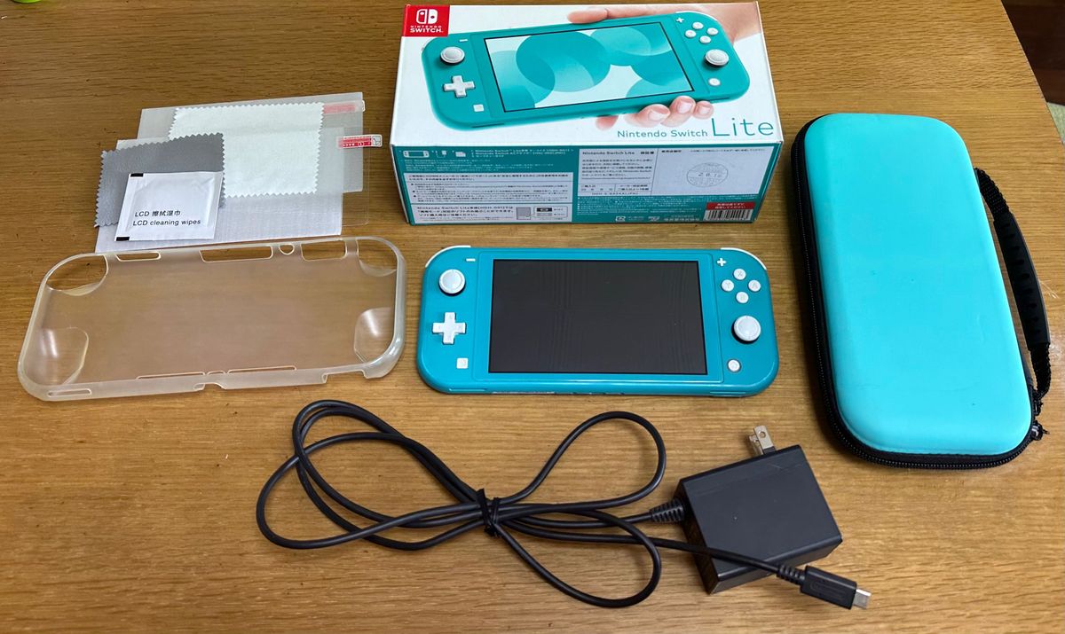 Nintendo Switch Lite ターコイズ ジャンク品 液晶割れ ACアダプター他