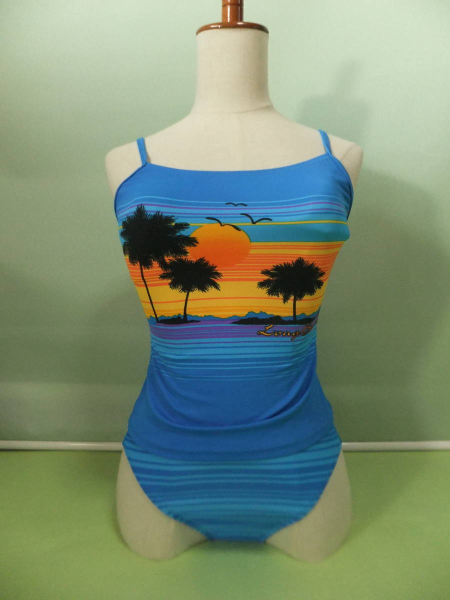 **( stock ) Sherry n camisole bikini swimsuit top and bottom set tankini blue color 7S size made in Japan tropical pattern * print Cami 
