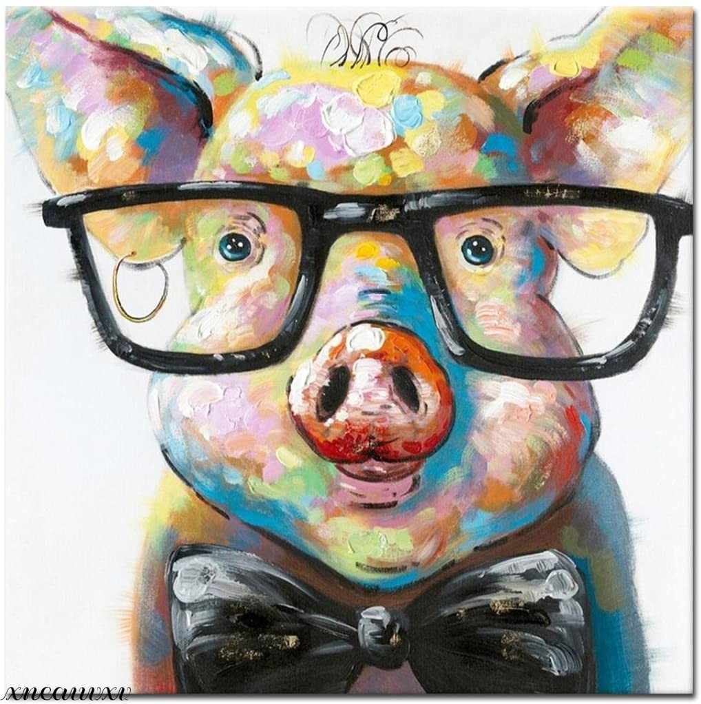  hand ... art panel oil painting . pig interior ornament animal part shop decoration equipment ornament . canvas pop picture stylish modern art board 