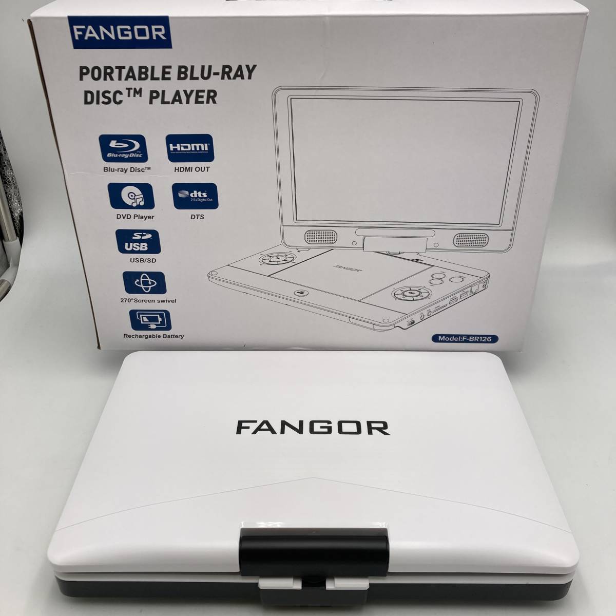 【一部未検品】FANGOR ポータブルブルーレイプレーヤー 12型 HDMI出力対応 CPRM リージョンフリー 対応/Y12175-D1_画像1